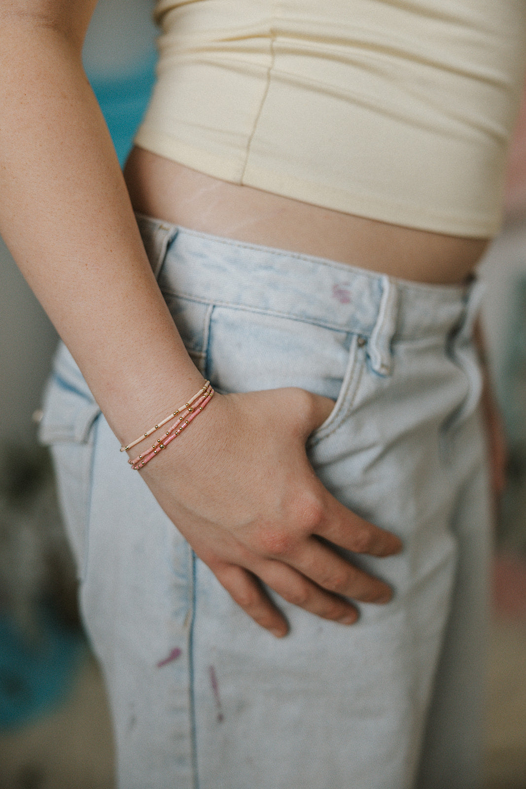 DAINTY BRACELET STACK - PINKS