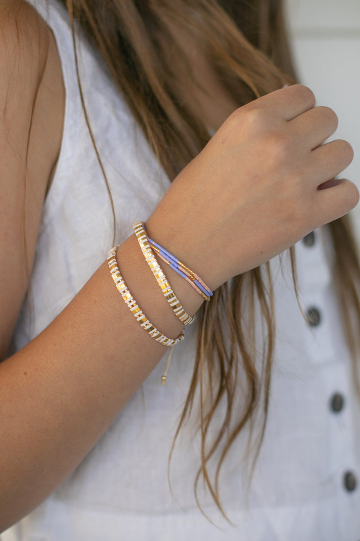 GOLDEN HOUR LUXE bracelet stack with gold and pastel accents | Current