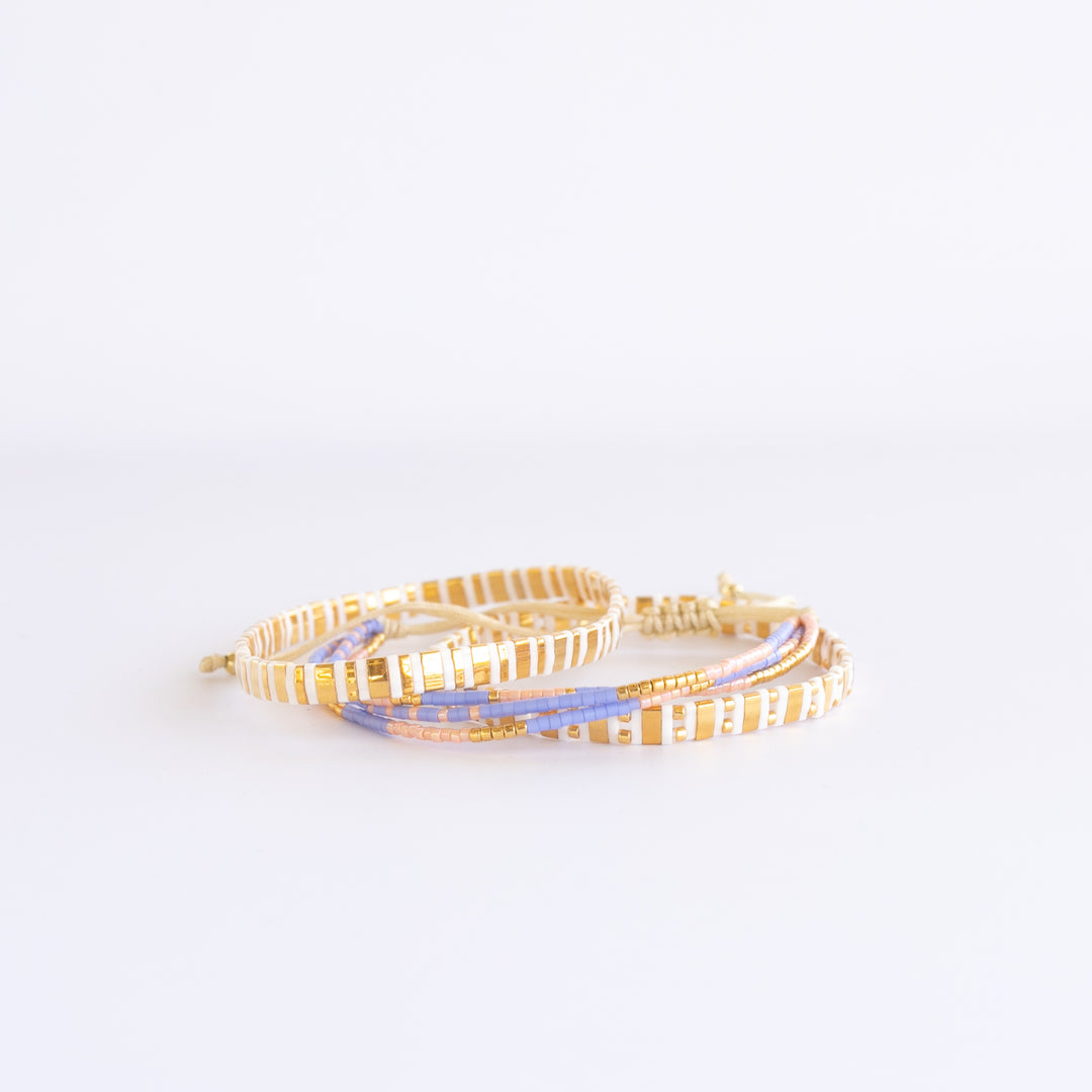 GOLDEN HOUR LUXE bracelet stack with gold and pastel accents | Current