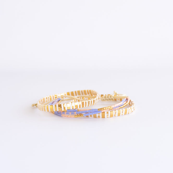 GOLDEN HOUR LUXE bracelet stack with gold and pastel accents | Current