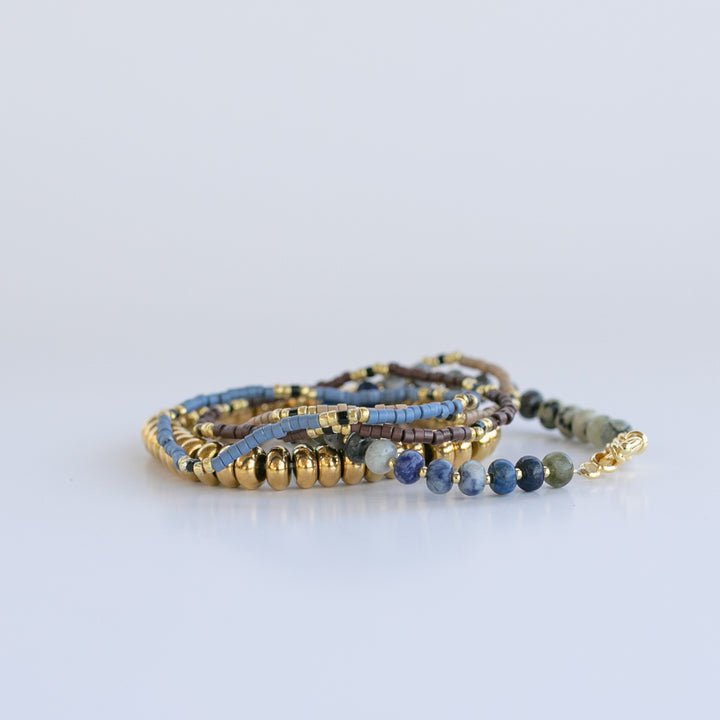 Denim Gem Chunky Bracelet Stack