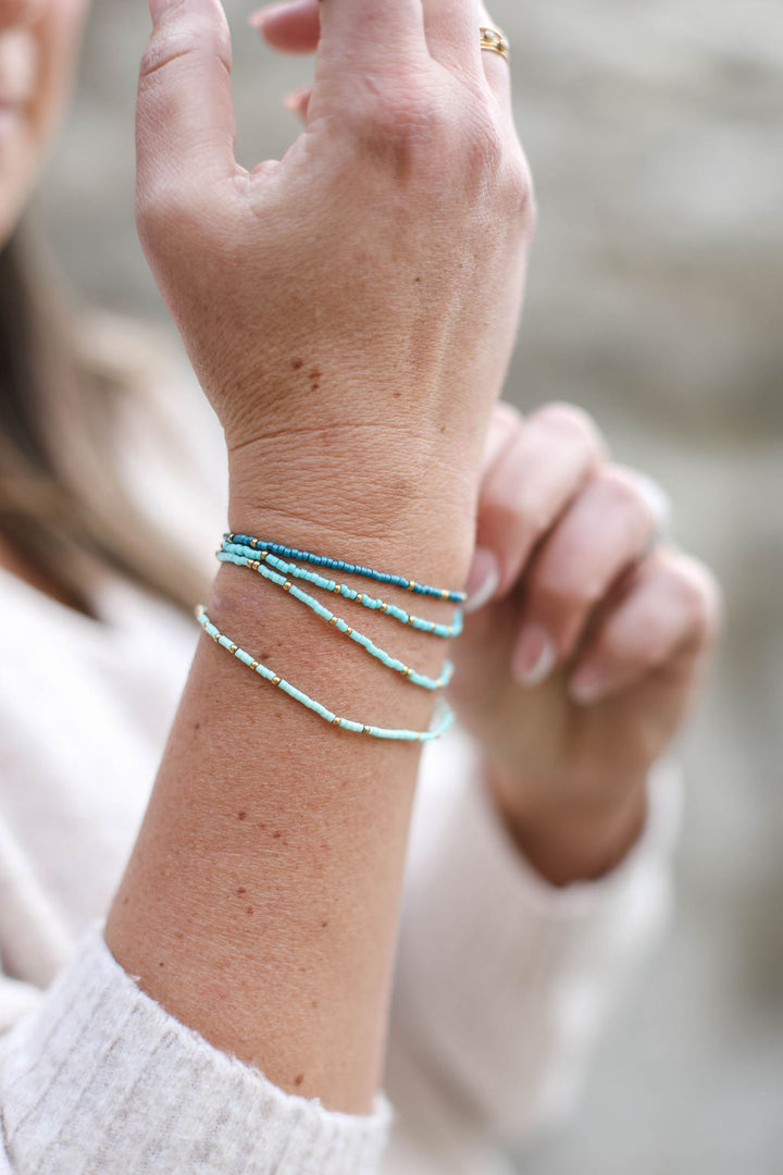 DAINTY BRACELET STACK - BLUES