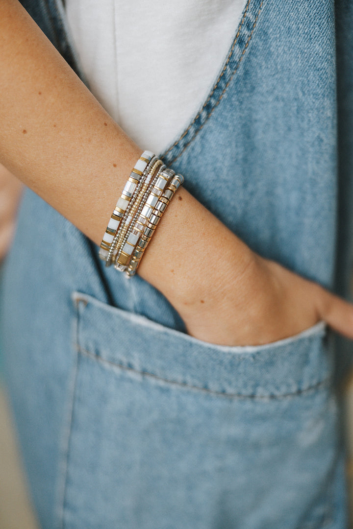 Mixed Metal Chunky Bracelet Stack