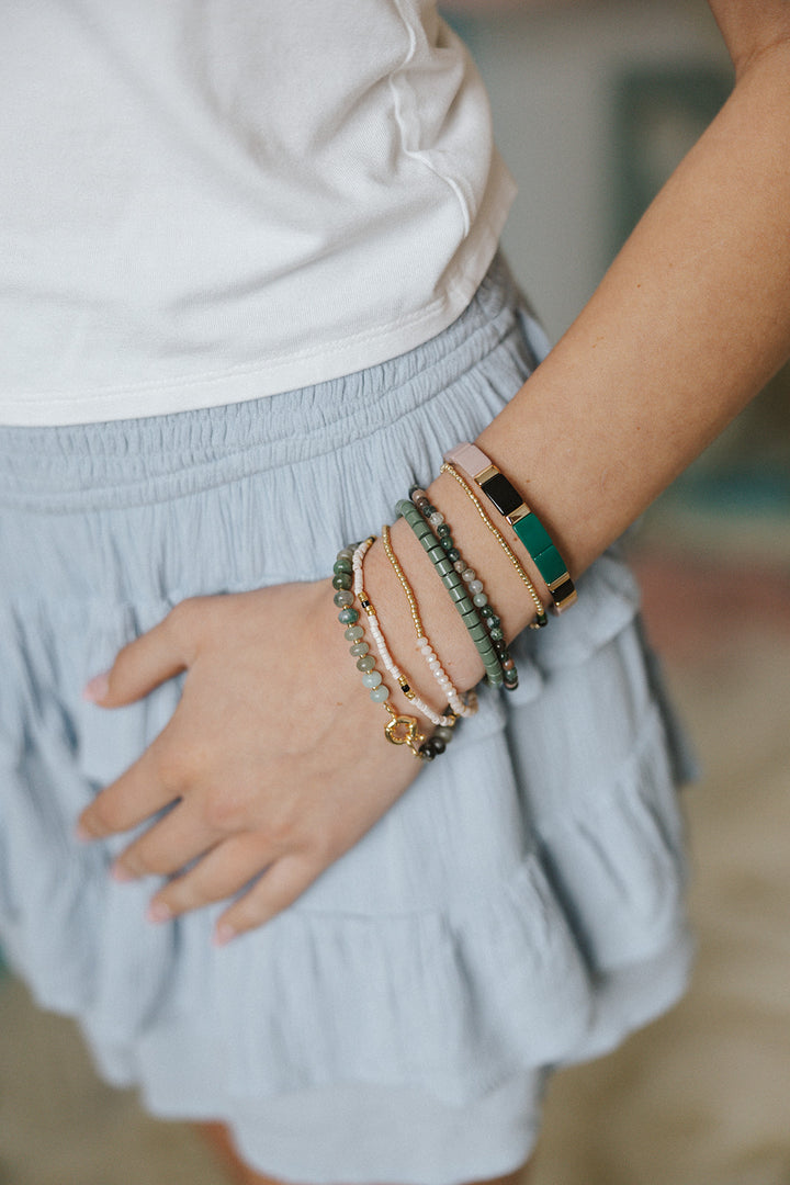 Emerald Gem Chunky Bracelet Stack
