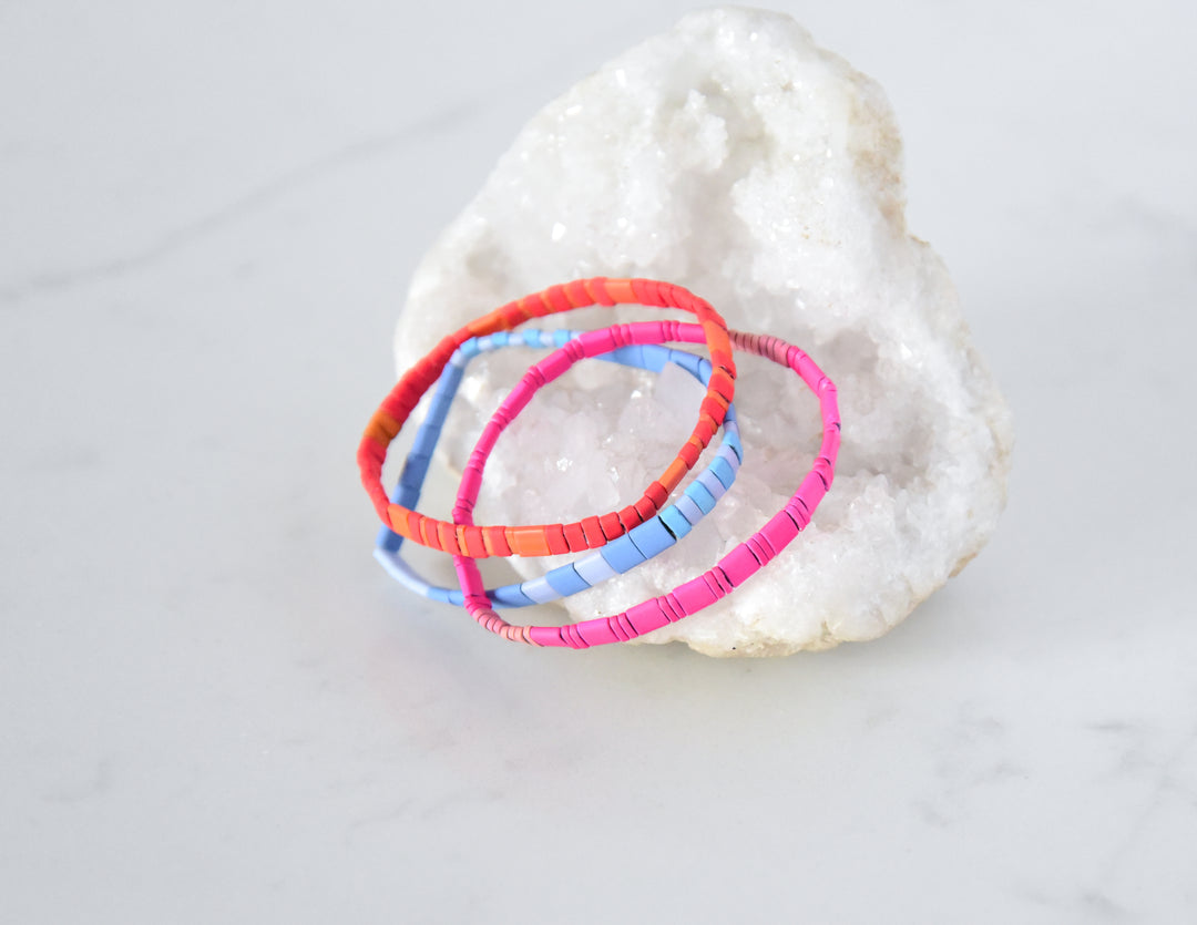 BAJA TRIO - set of 3 beaded bracelets that are stretchy with vibrant beachy colors. Shop Current.