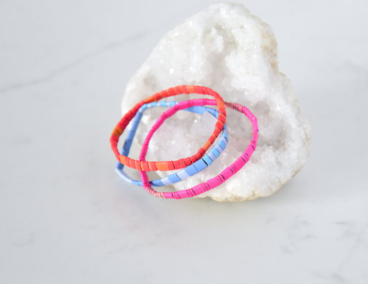 BAJA TRIO - set of 3 beaded bracelets that are stretchy with vibrant beachy colors. Shop Current.