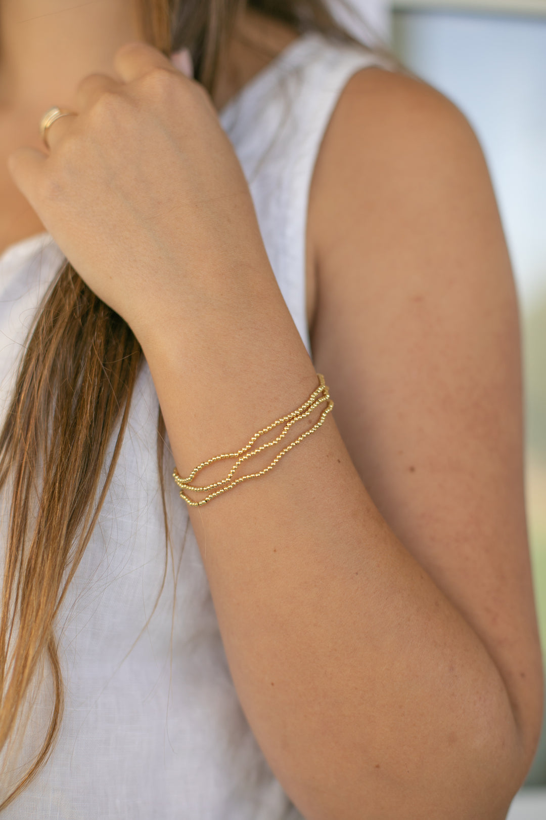 Dainty Gold Ball Bracelets | The Tiny Gold Trio by Current