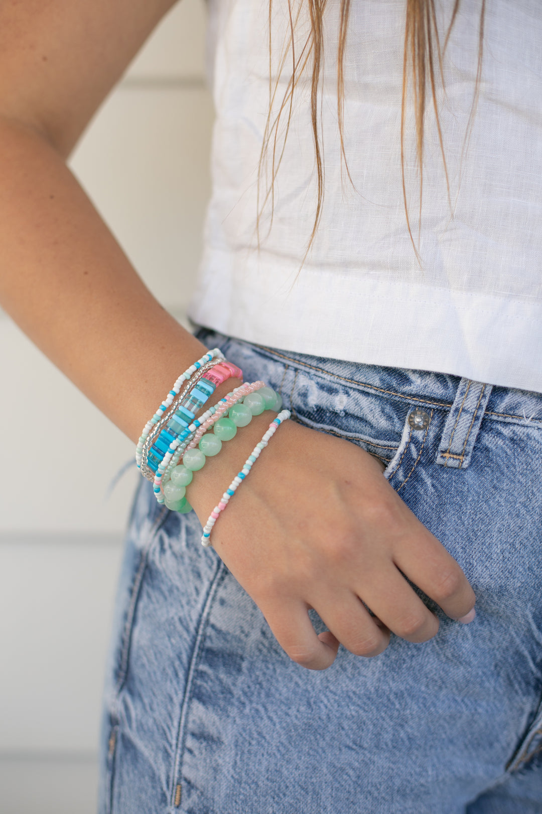 CHUNKY BRACELET STACK - BUBBLEGUM