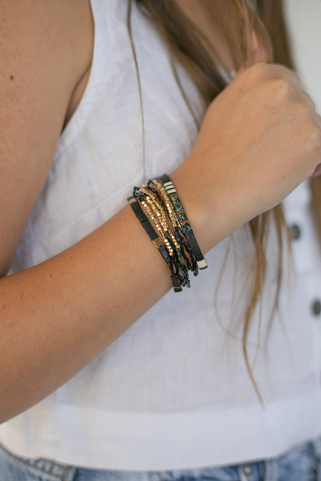 BLACKS Bracelet Stack | Handmade Beaded Bracelets | Shop Current