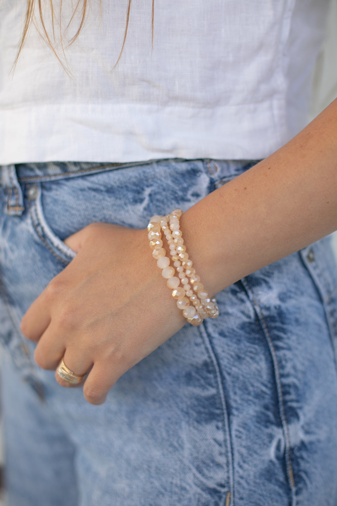 WHITE JADE BRACELET STACK