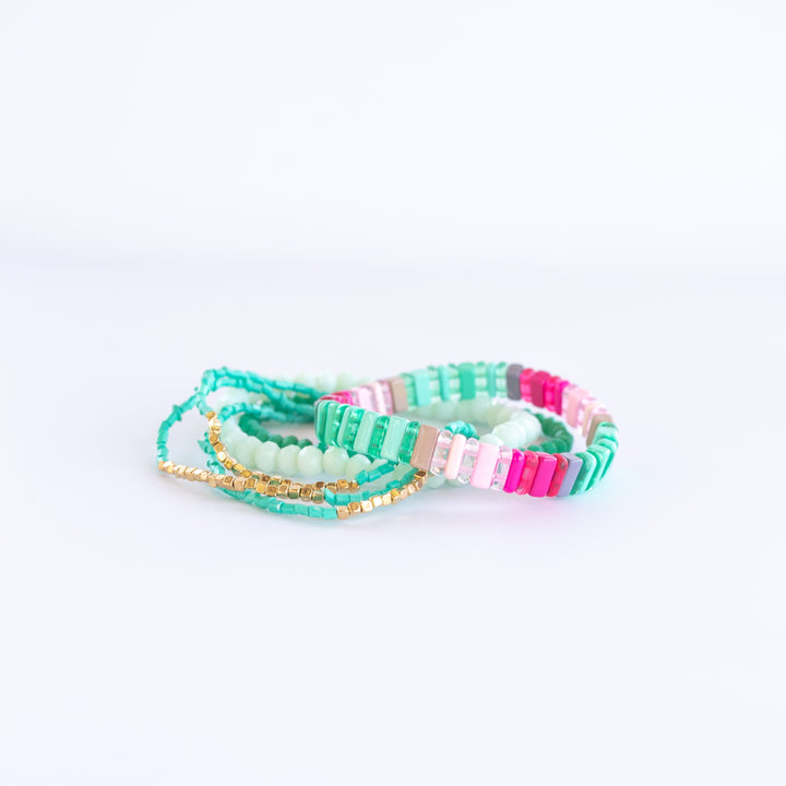 CHUNKY BRACELET STACK - WATERMELON