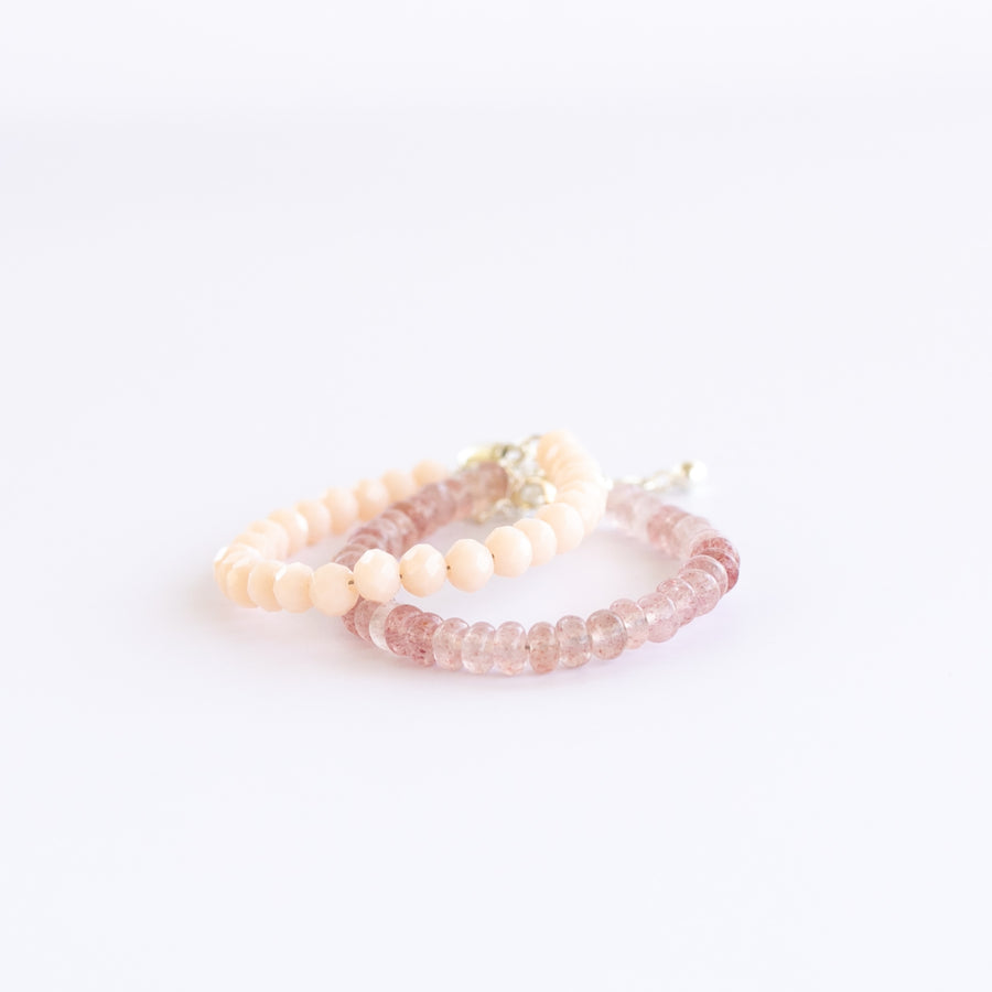 PEACHY GEM Bracelet Stack | Adjustable Baby Bracelets made with natural stone gems by Current.