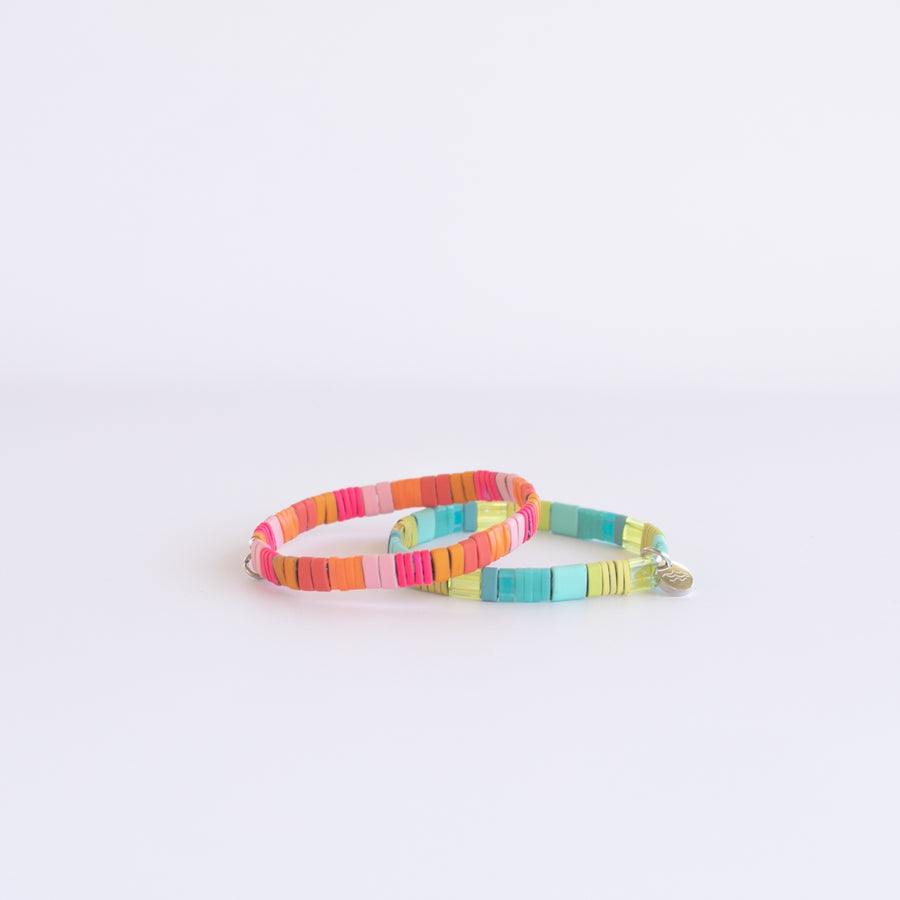 BAJA KIDS SET - Mommy & Me bracelets that are bold and bright for summer! These girls beaded bracelets are stretchy and comfortable - Shop Current.