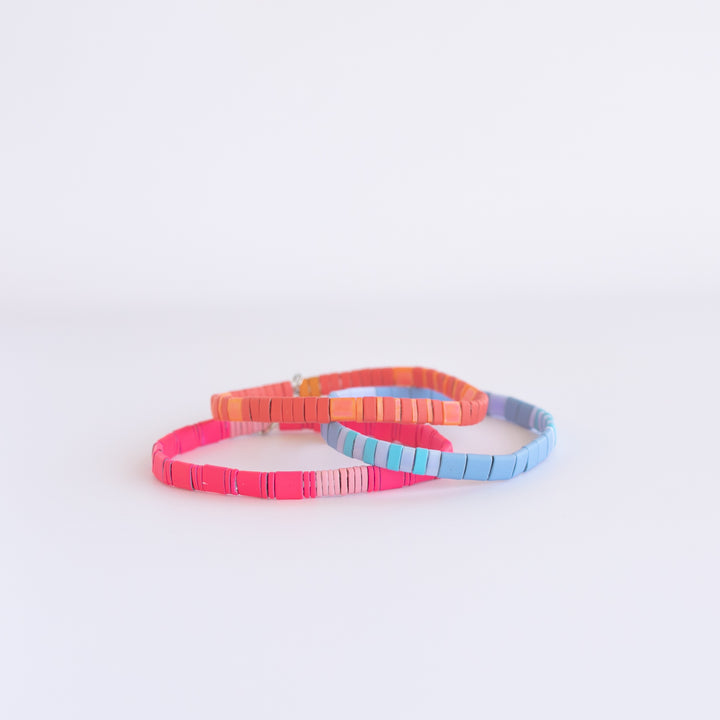  BAJA TRIO - set of 3 beaded bracelets that are stretchy with vibrant beachy colors. Shop Current.