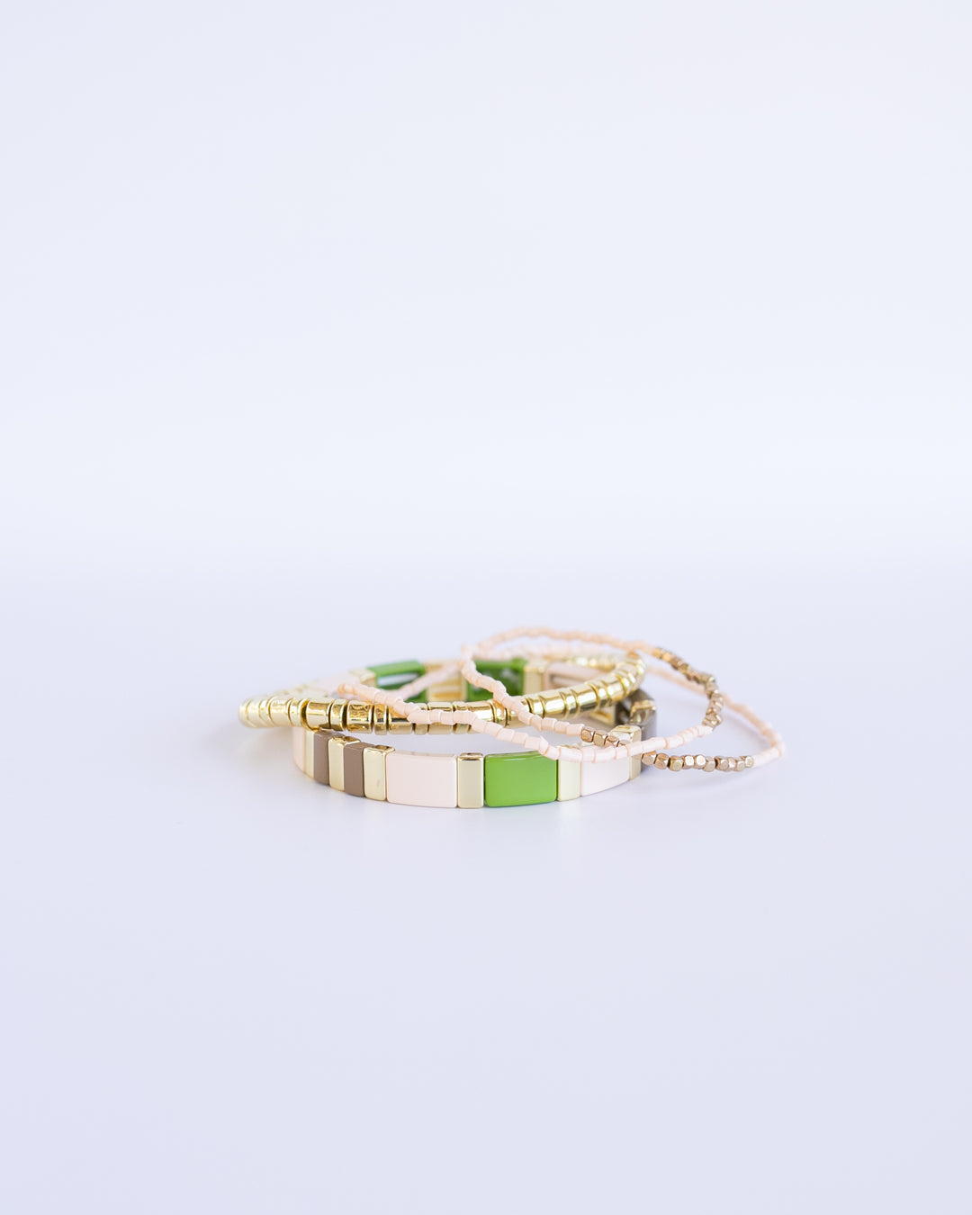 Add the Green and Brown Monochrome Chunky Bracelet Stack to your collection