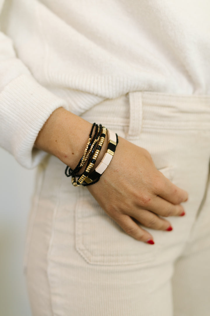 MONOCHROME BLACK AND WHITE BRACELET STACK