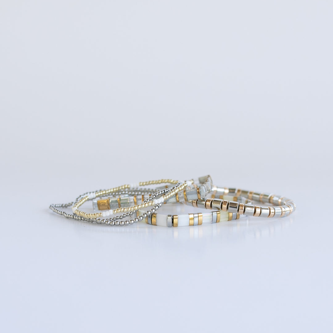 Mixed Metal Chunky Bracelet Stack