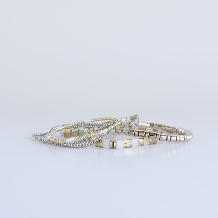 Mixed Metal Chunky Bracelet Stack