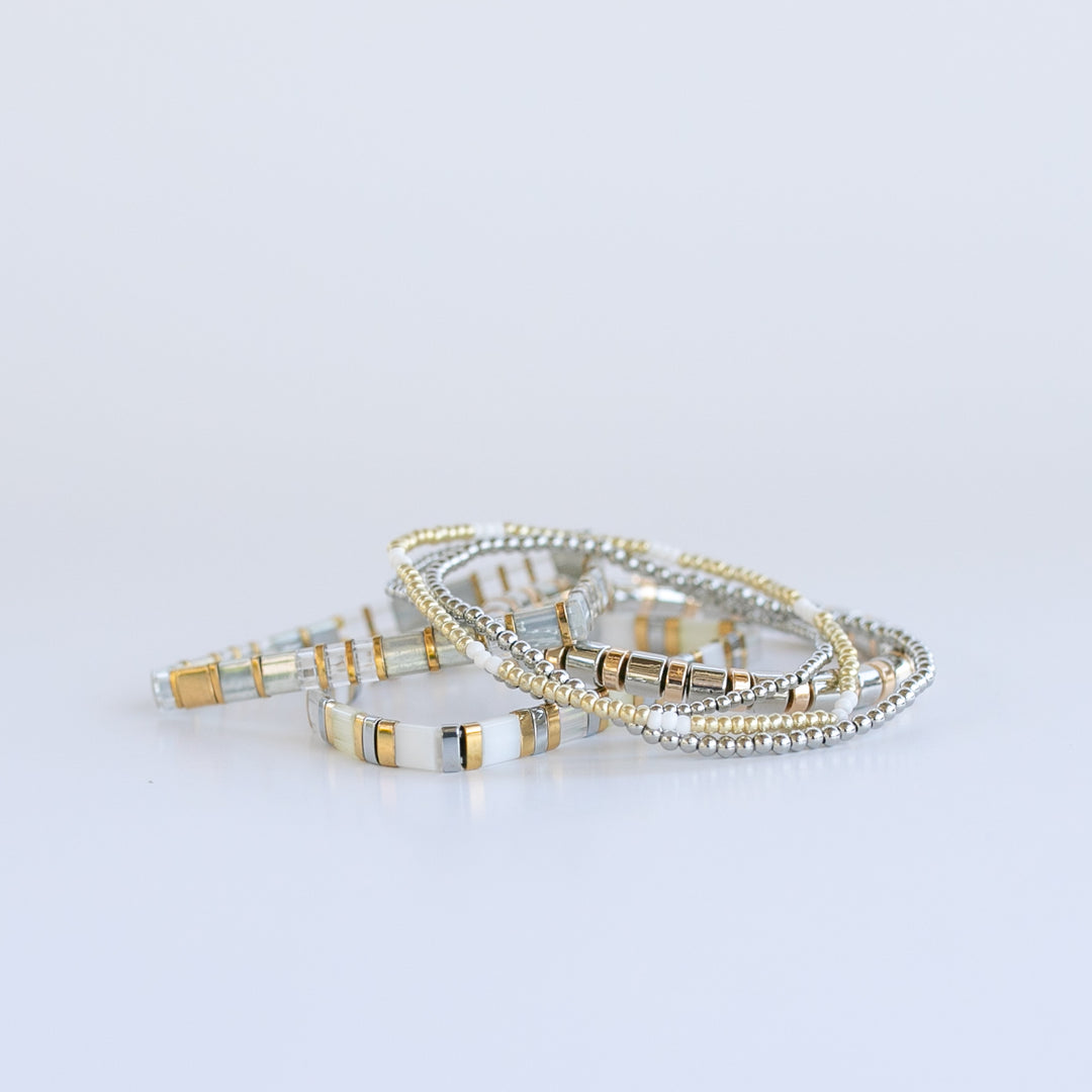 Mixed Metal Chunky Bracelet Stack