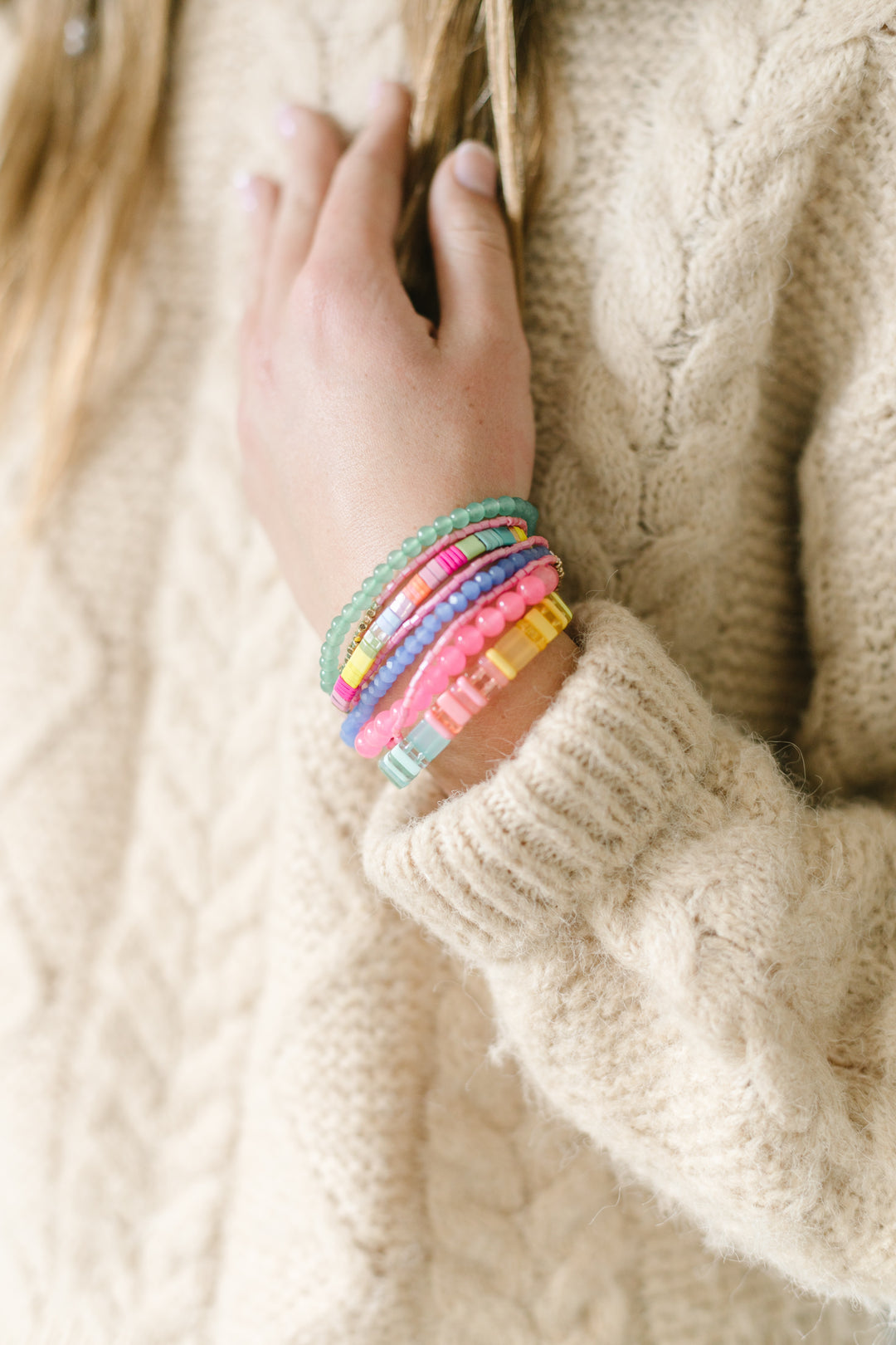 CHUNKY BRACELET STACK - NEON LOVE