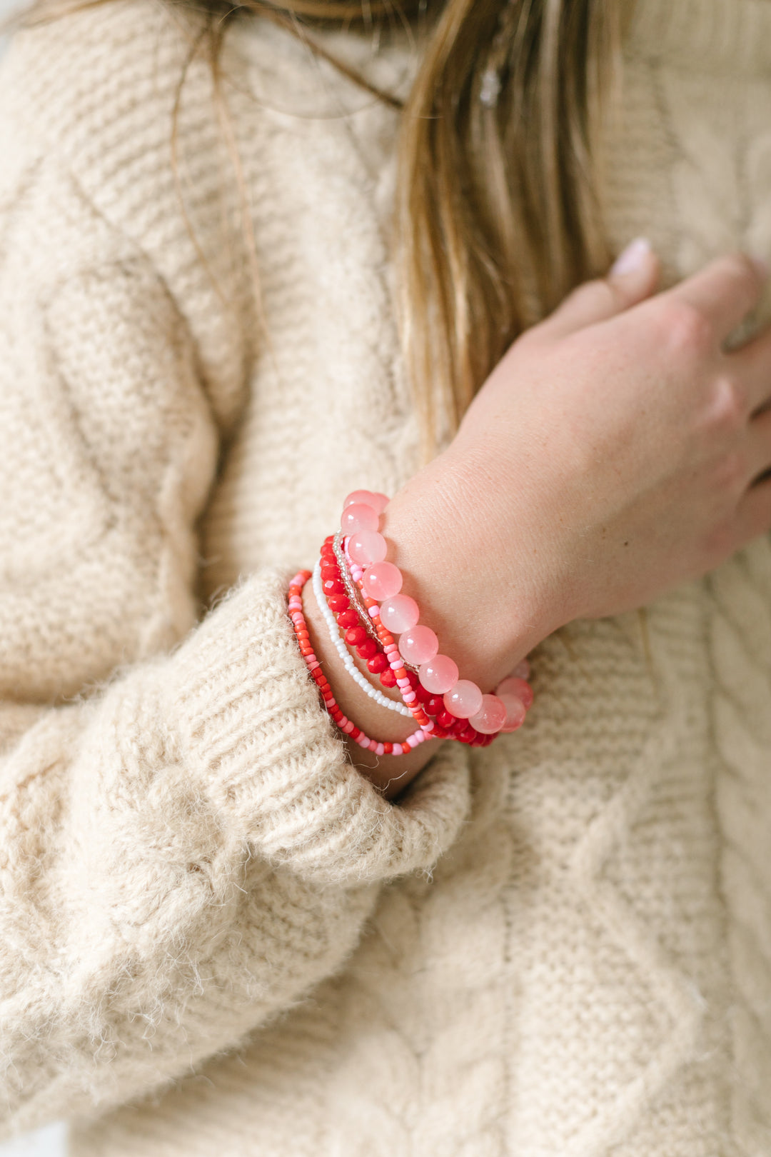 CHUNKY BRACELET STACK - RED HOT