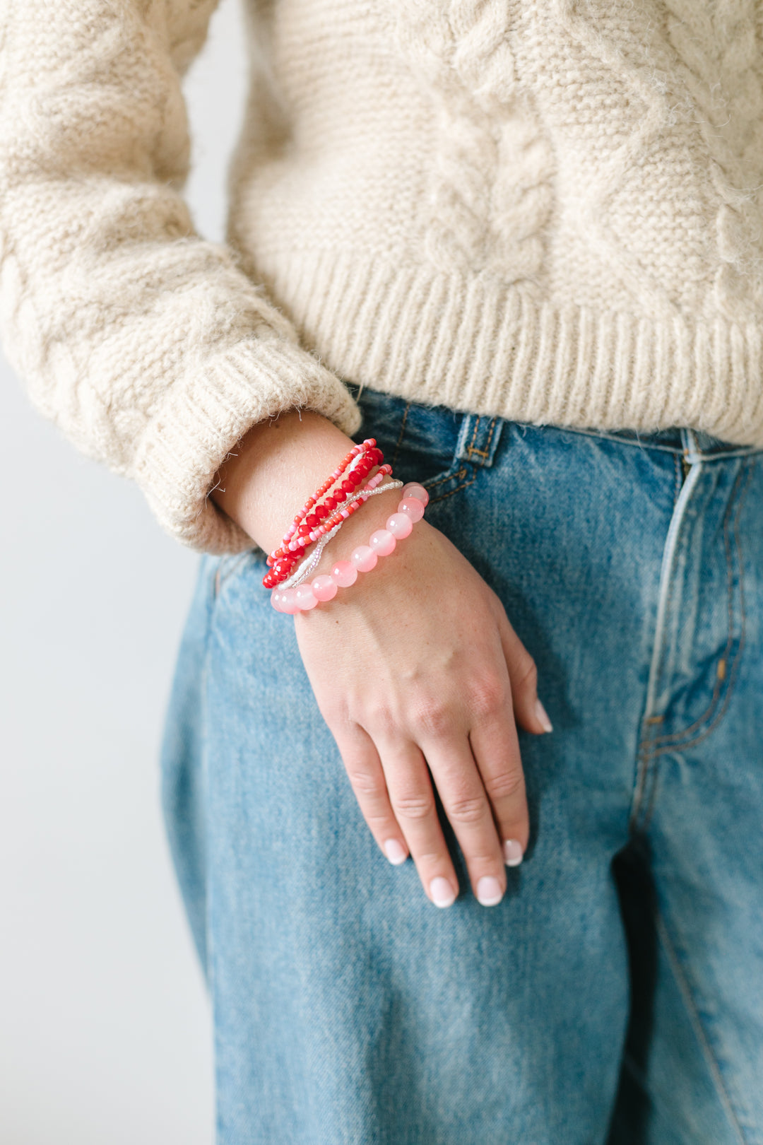 CHUNKY BRACELET STACK - RED HOT