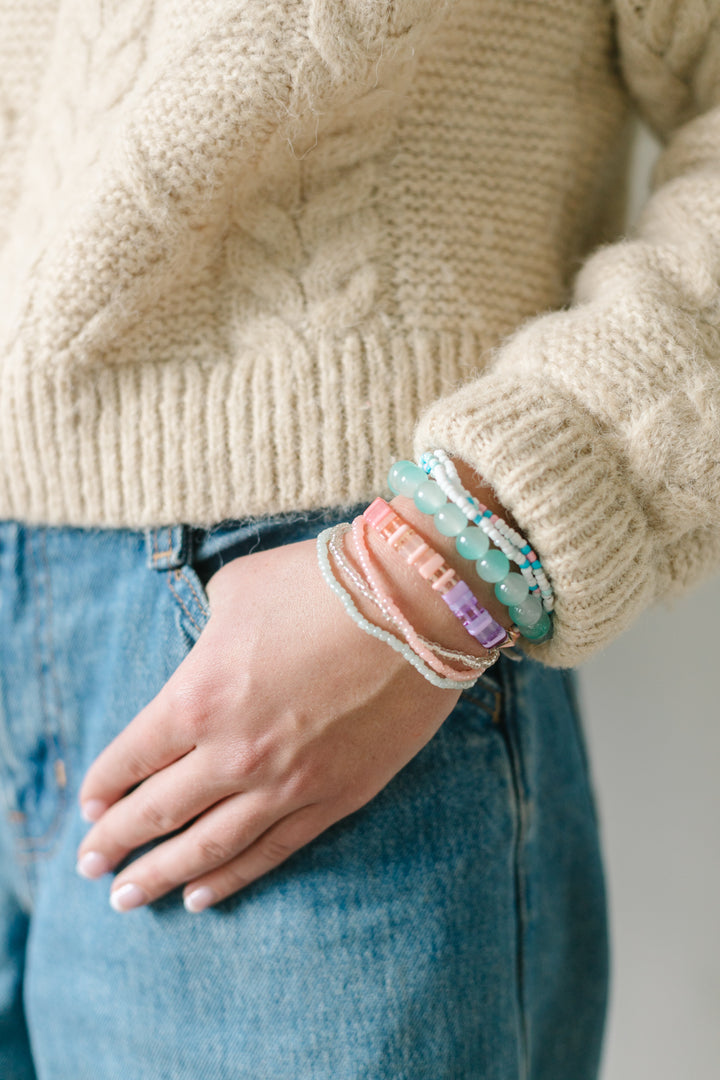 CHUNKY BRACELET STACK - BUBBLEGUM