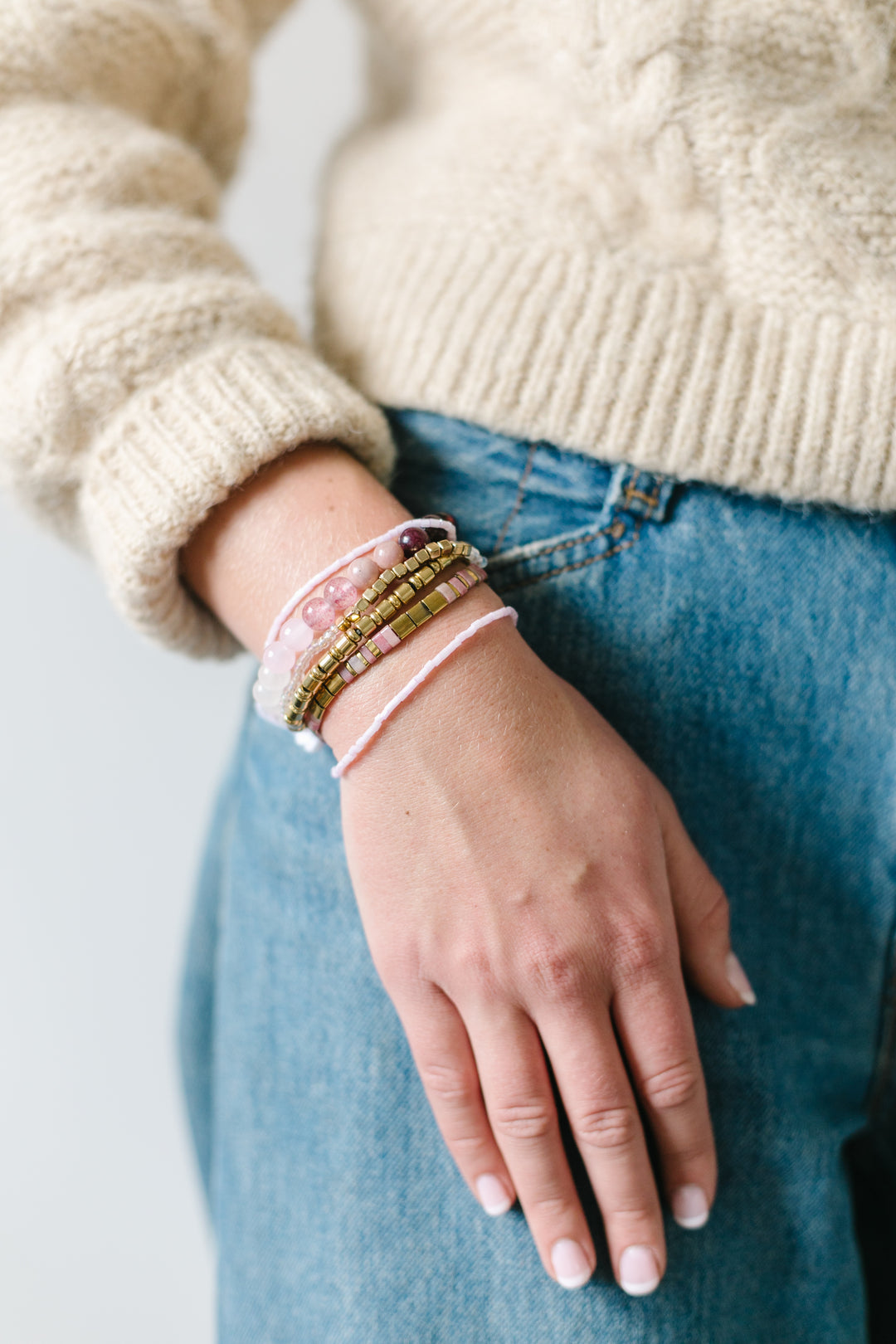 CHUNKY BRACELET STACK - ROSE