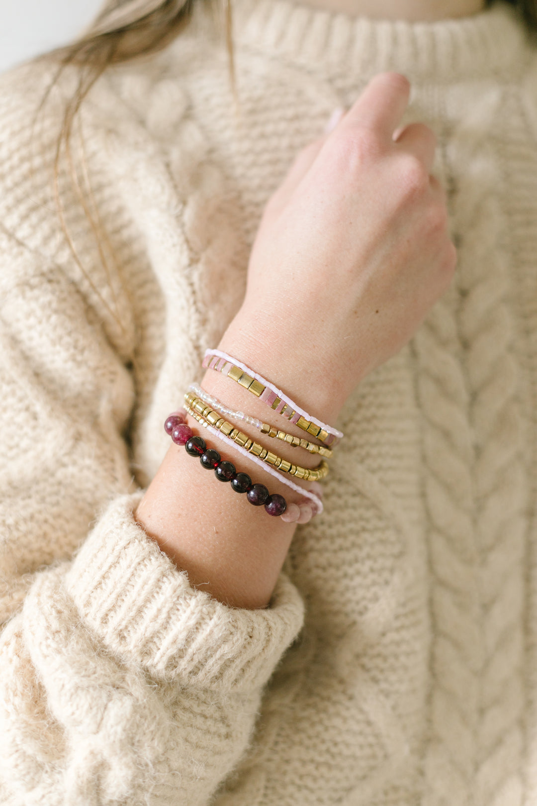 CHUNKY BRACELET STACK - ROSE