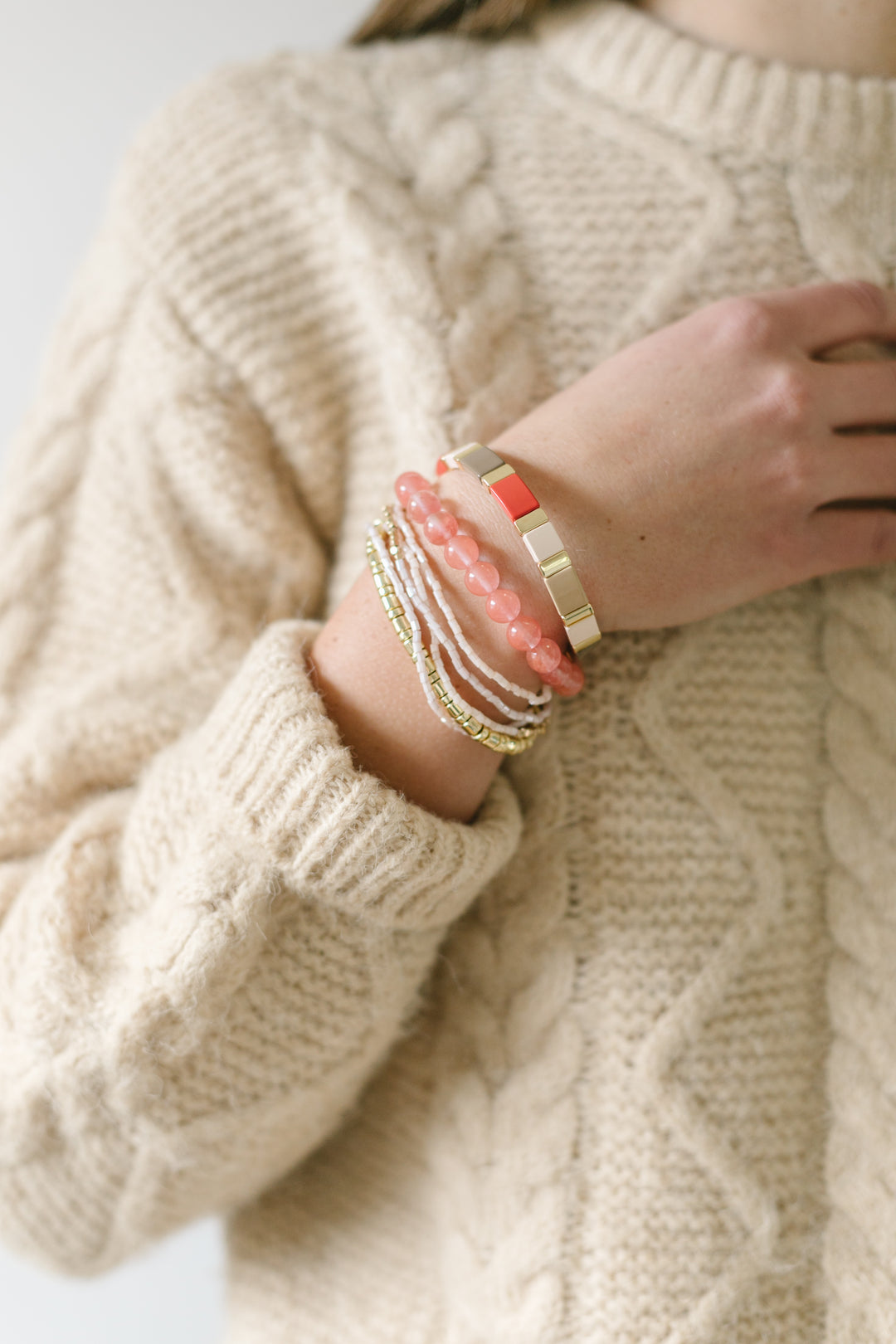 MONOCHROME RED BRACELET STACK